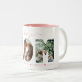 Elegant Script roze Ik hou van je MOM Photo Collag Tweekleurige Koffiemok (Voorkant rechts)