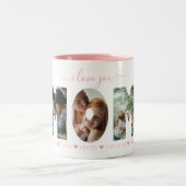 Elegant Script roze Ik hou van je MOM Photo Collag Tweekleurige Koffiemok (Center)