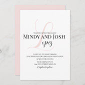 Elegant Script roze Initiaal Weddenschap Kaart (Voorkant / Achterkant)