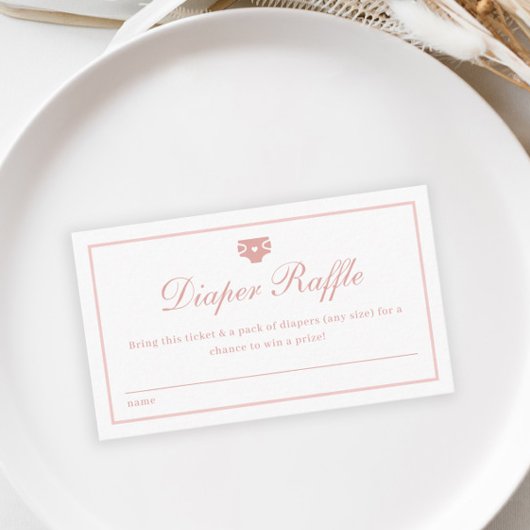 Elegant Script Roze Luier Raffle Baby shower Informatiekaartje