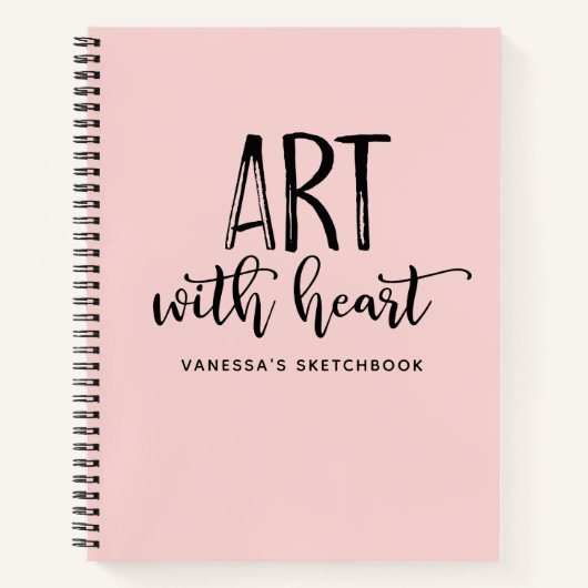 Elegant Script Roze Monogram Artiest Sketchbook Notitieboek (Voorkant)