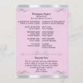 Elegant Script - Roze Parel/Zilveren Bruiloft Programmakaart (Achterkant)