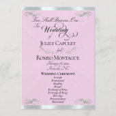 Elegant Script - Roze Parel/Zilveren Bruiloft Programmakaart (Voorkant)