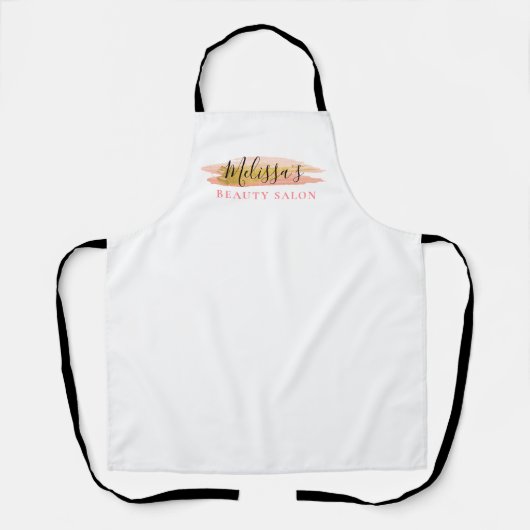 elegant script roze schoonheidssalon schort (Voorkant)
