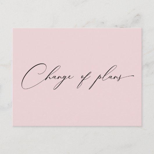 Elegant script roze verandering van huwelijksplann briefkaart (Voorkant)