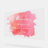 Elegant Script Roze Water Kleur Welkom bruiloft Acryl Bord (Hoek)