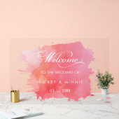 Elegant Script Roze Water Kleur Welkom bruiloft Acryl Bord (Huwelijk)