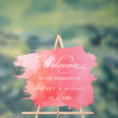 Elegant Script Roze Water Kleur Welkom bruiloft Acryl Bord (Neutraal)