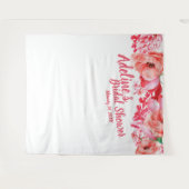 Elegant Script Roze Waterverf Bloemige Bruiloft Fe Wandkleed (Voorkant (horizontaal))