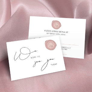 Elegant Script Roze Wax Stamp Corporate Dinner RSVP Kaartje