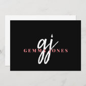 Elegant Script Roze Wit Monogram Initialen Naam Notitiekaartje (Voorkant / Achterkant)