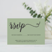 Elegant Script RSVP gereserveerde plaatsen Groene Kaartje (Staand voorkant)
