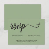 Elegant Script RSVP gereserveerde plaatsen Groene Kaartje (Voorkant / Achterkant)