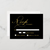 Elegant Script RSVP Gold metallic Wedding Folie Feestdagen Briefkaart (Voorkant / Achterkant)