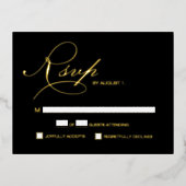 Elegant Script RSVP Gold metallic Wedding Folie Feestdagen Briefkaart (Voorkant)