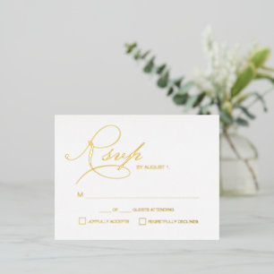 Elegant Script RSVP Gold metallic Wedding Folie Feestdagen Briefkaart