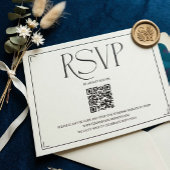 Elegant Script RSVP QR Code Black White Wedding  Kaartje