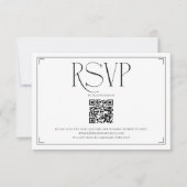 Elegant Script RSVP QR Code Zwart Wit Trouwen Kaartje (Voorkant)
