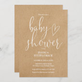 Elegant script Rustic Kraft alles in één Baby show Kaart (Voorkant / Achterkant)