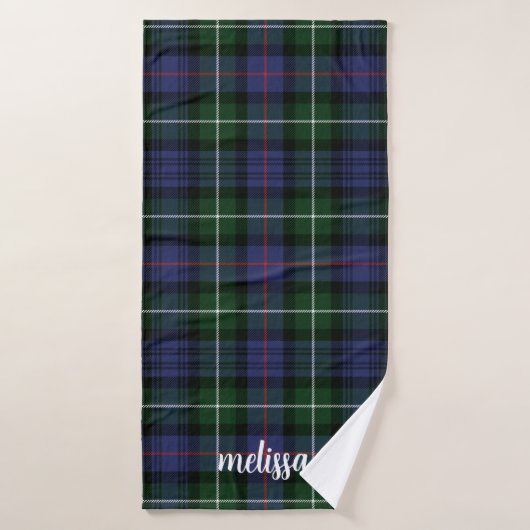Elegant Script Rustic Tartan Maatwerk Badhanddoek (Badhanddoek)