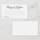 Elegant Script Rustic Wedding Advice & Wishes Kaar Advieskaart (Voorkant / Achterkant)