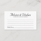 Elegant Script Rustic Wedding Advice & Wishes Kaar Advieskaart (Voorkant)