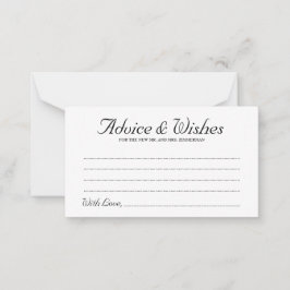 Elegant Script Rustic Wedding Advice & Wishes Kaar Advieskaart