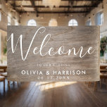 Elegant Script Rustic Wedding Welcome Sign Banner<br><div class="desc">Elegant Script Rustic Wedding Welcome Sign Banner. Welkom uw familie en vrienden met deze eenvoudige sjabloon voor een bruiloft in huisstijl. Pas dit elegante en stijlvolle trouwbord aan met namen en datums.</div>
