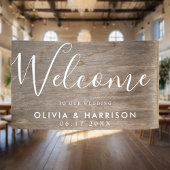 Elegant Script Rustic Wedding Welcome Sign Banner