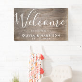 Elegant Script Rustic Wedding Welcome Sign Banner (Insitu)