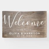 Elegant Script Rustic Wedding Welcome Sign Banner (Horizontaal)