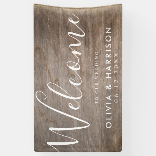 Elegant Script Rustic Wedding Welcome Sign Banner (Verticaal)