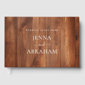 Elegant Script Rustic Wood Wedding Gastenboek (Voorkant)
