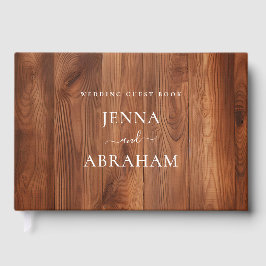 Elegant Script Rustic Wood Wedding Gastenboek