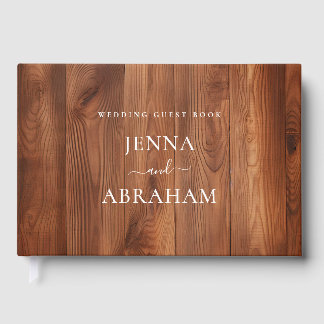 Elegant Script Rustic Wood Wedding Gastenboek