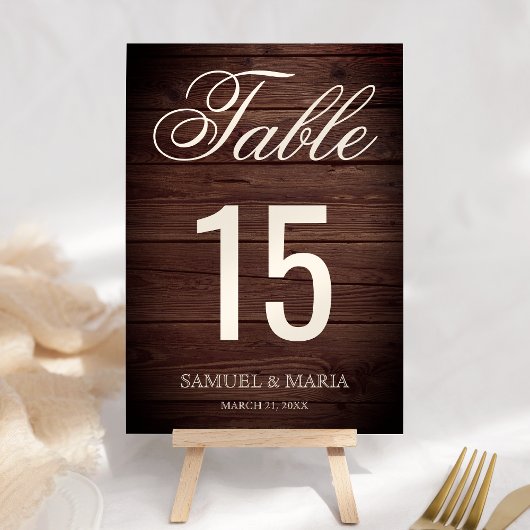 Elegant Script Rustic Wood Wedding Kaart