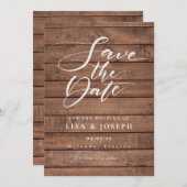 Elegant Script Rustic Wood Wedding Save The Date (Voorkant / Achterkant)