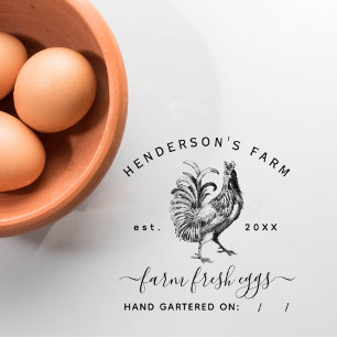 Elegant Script Rustiek Custom Boerderij Egg Carton Zelfinktende Stempel