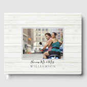 Elegant script rustiek hout nieuwe heer en mevrouw gastenboek (Voorkant)