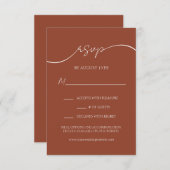 Elegant Script Rustiek Terracotta Bruiloft RSVP Ka (Voorkant / Achterkant)
