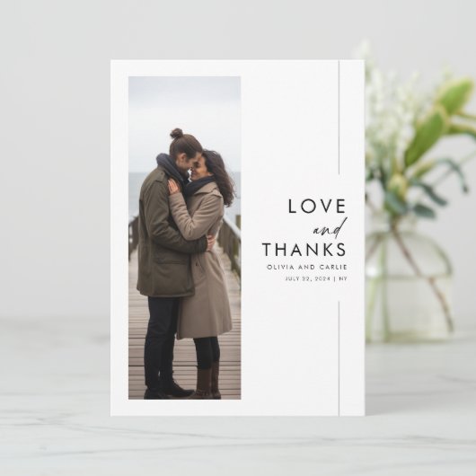 Elegant script rustieke foto bruiloft bedankkaart (Staand voorkant)