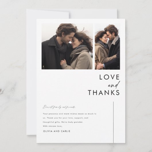 Elegant script rustieke foto bruiloft bedankkaart (Achterkant)