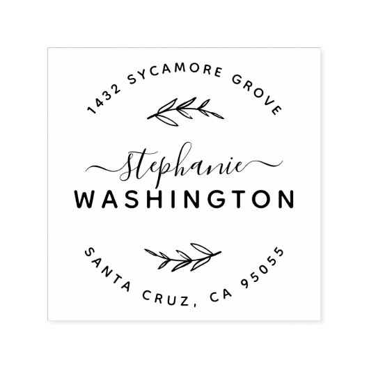 Elegant script & rustieke takken retour adres zelfinktende stempel (Design)