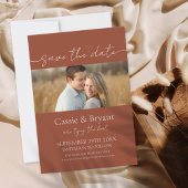 Elegant Script Rustieke Terracotta Save the Date