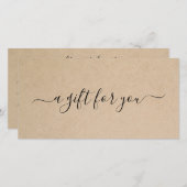 Elegant Script Rustige Cadeaubon (Voorkant / Achterkant)