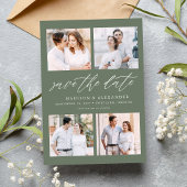 Elegant Script Sage Green 4 Fotocollage Save The Date