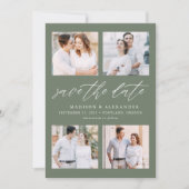 Elegant Script Sage Green 4 Fotocollage Save The Date (Voorkant)