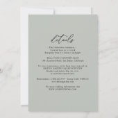 Elegant Script Sage Green All in One Wedding Kaart (Achterkant)