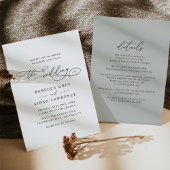 Elegant Script Sage Green All in One Wedding Kaart