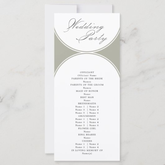 Elegant Script Sage Green Arch bruiloft programma (Achterkant)